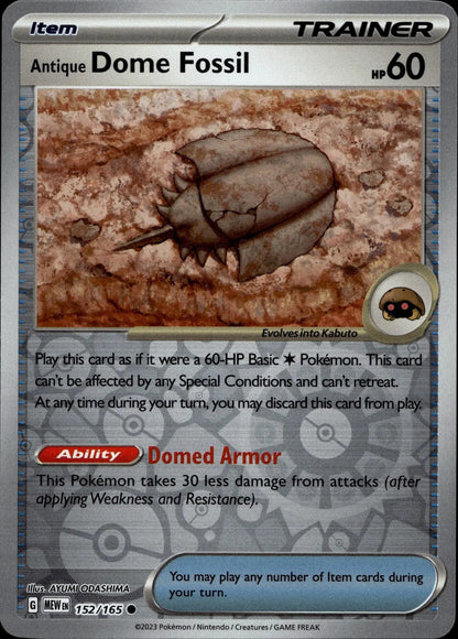 SV2a: Pokemon Card 151 #155/165 Antique Dome Fossil