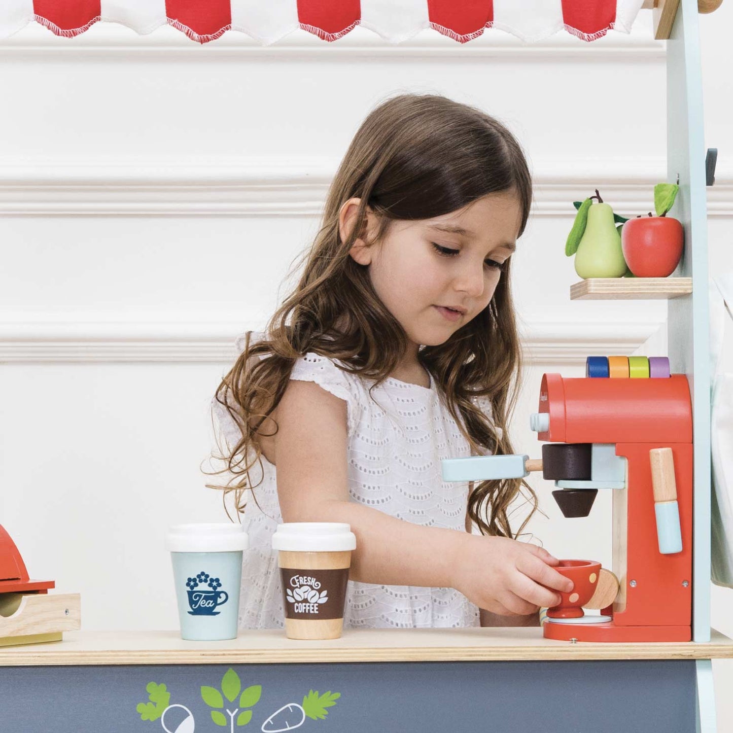Wooden Toy Coffee Machine for Kids – Pretend Play Kitchen Coffee Maker Set