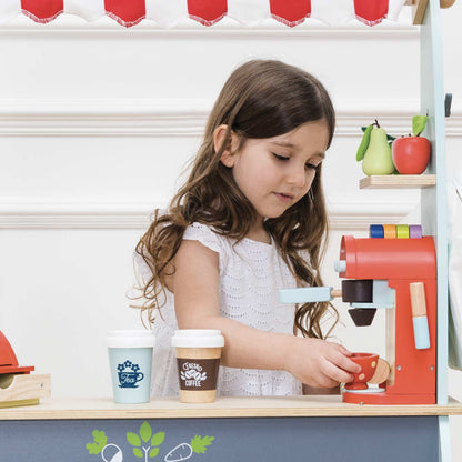 Wooden Toy Coffee Machine for Kids – Pretend Play Kitchen Coffee Maker Set