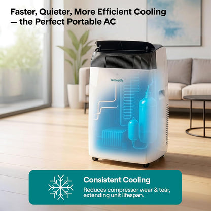 SereneLife Portable Air Conditioner 16000 BTU with WiFi, Portable AC Air Conditioning Unit, 3-in-1 with Cooling, Fan & Dehumidifier Modes, Self-Evaporating & Sleep Mode for Large Rooms & Home Office