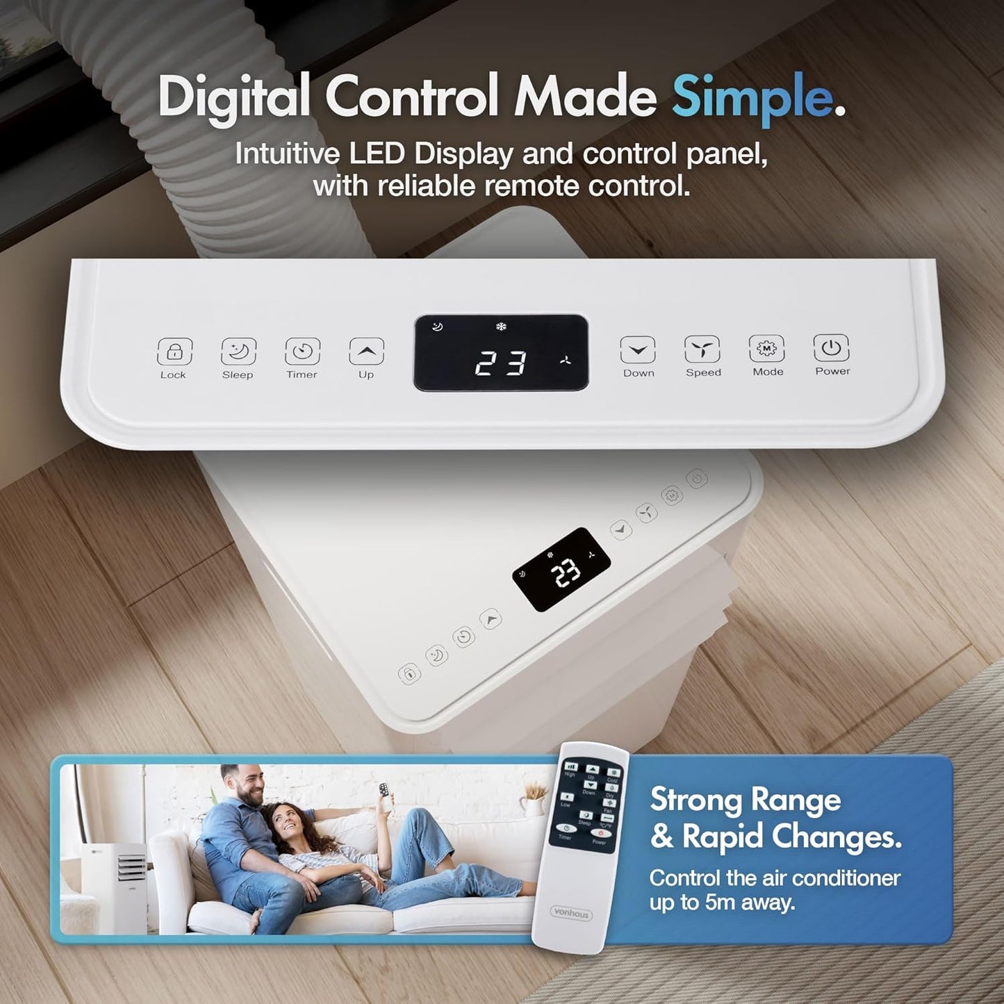 12000 BTU Portable Air Conditioner with WiFi, Cooling, Dehumidifier, Fan, Sleep Mode & Remote Control