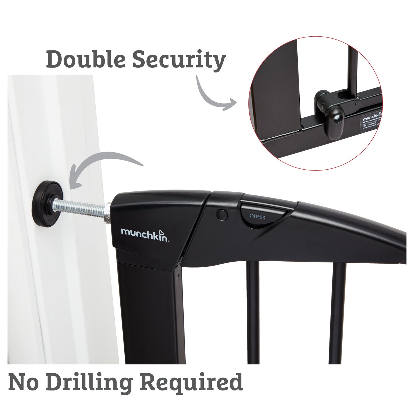 Maxi-Secure Pressure Fit Safety Gate, 76 - 82cm (Black)