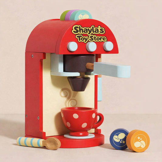 Wooden Toy Coffee Machine for Kids – Pretend Play Kitchen Coffee Maker Set