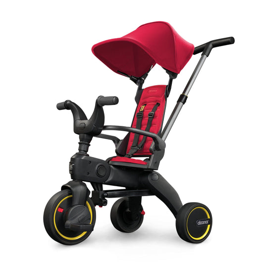 Foldable Toddler Tricycle with Parent Push Handle – Compact Kids Ride-On Trike (Red)