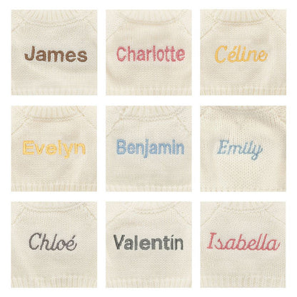 Custom Name Blossom Beige Bunny with Cream Knitted Jumper