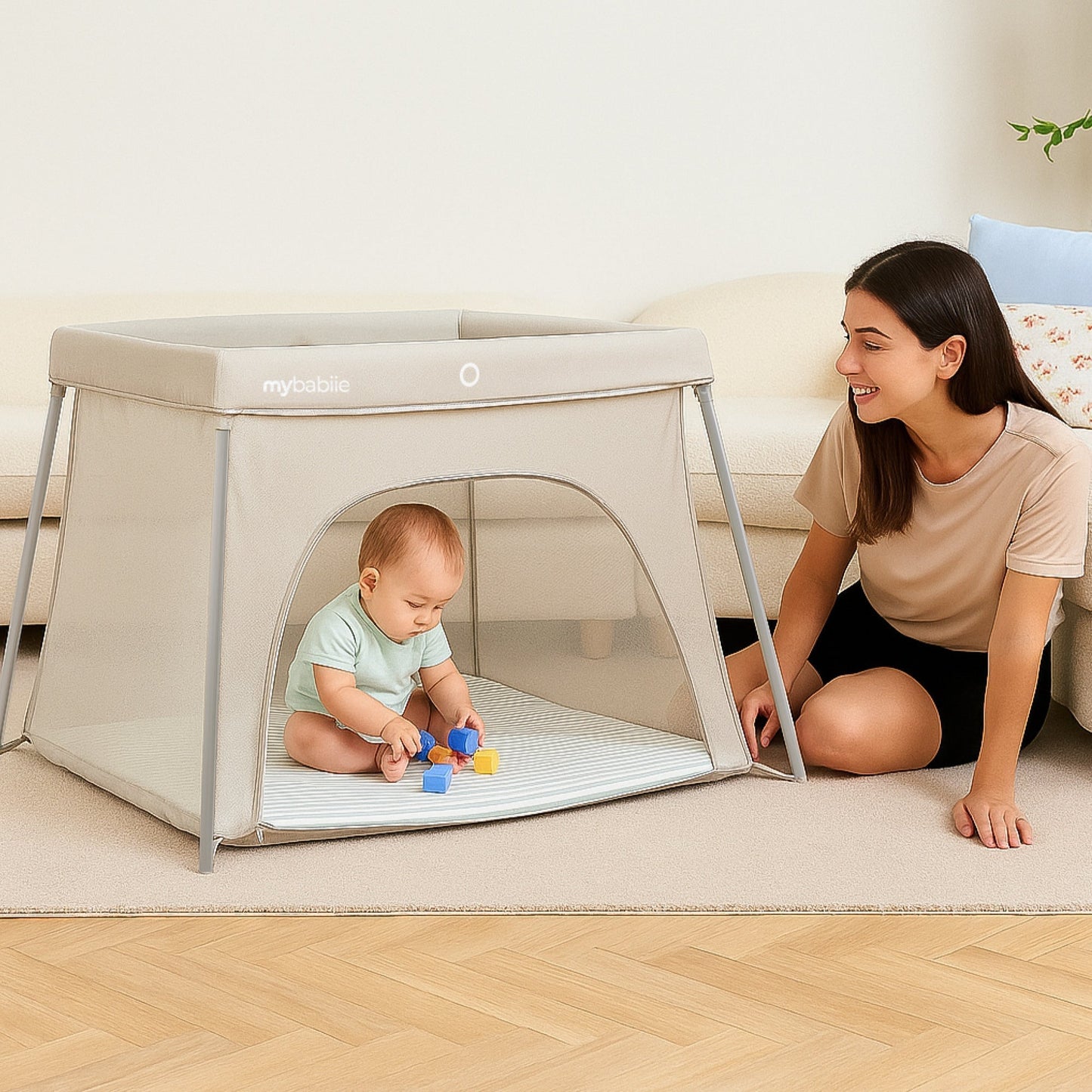 MBTC3 Air-Light 3-in-1 Travel Cot with Bassinet - Ivory