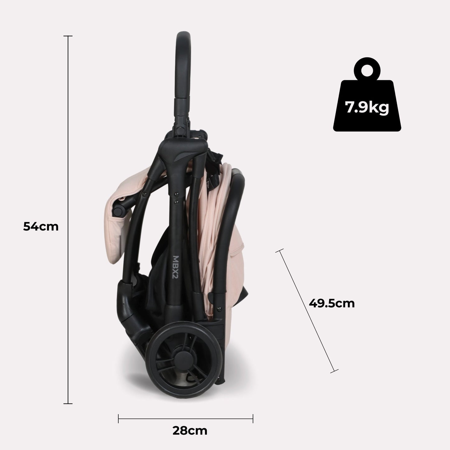 Compact Stroller – Blush Pink Lightweight