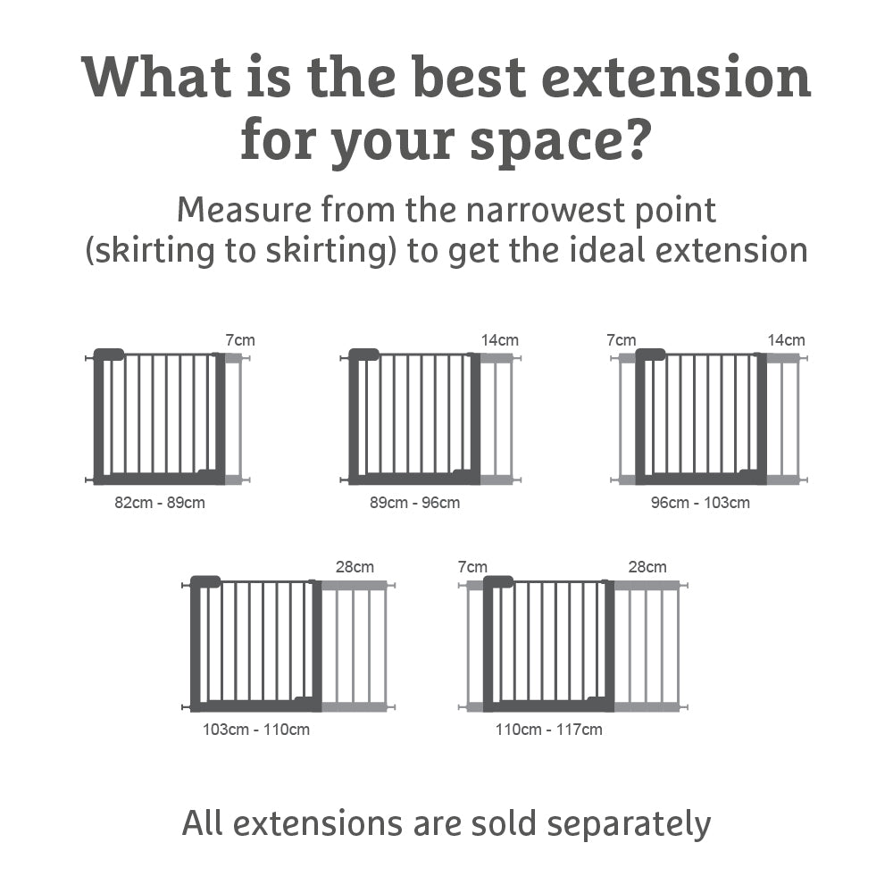 Maxi-Secure Pressure Fit Safety Gate, 76 - 82cm to 82 - 89cm with 7cm extension