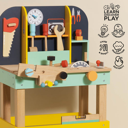 Kids Wooden Tool Workbench – Montessori Educational DIY Play Tool Set