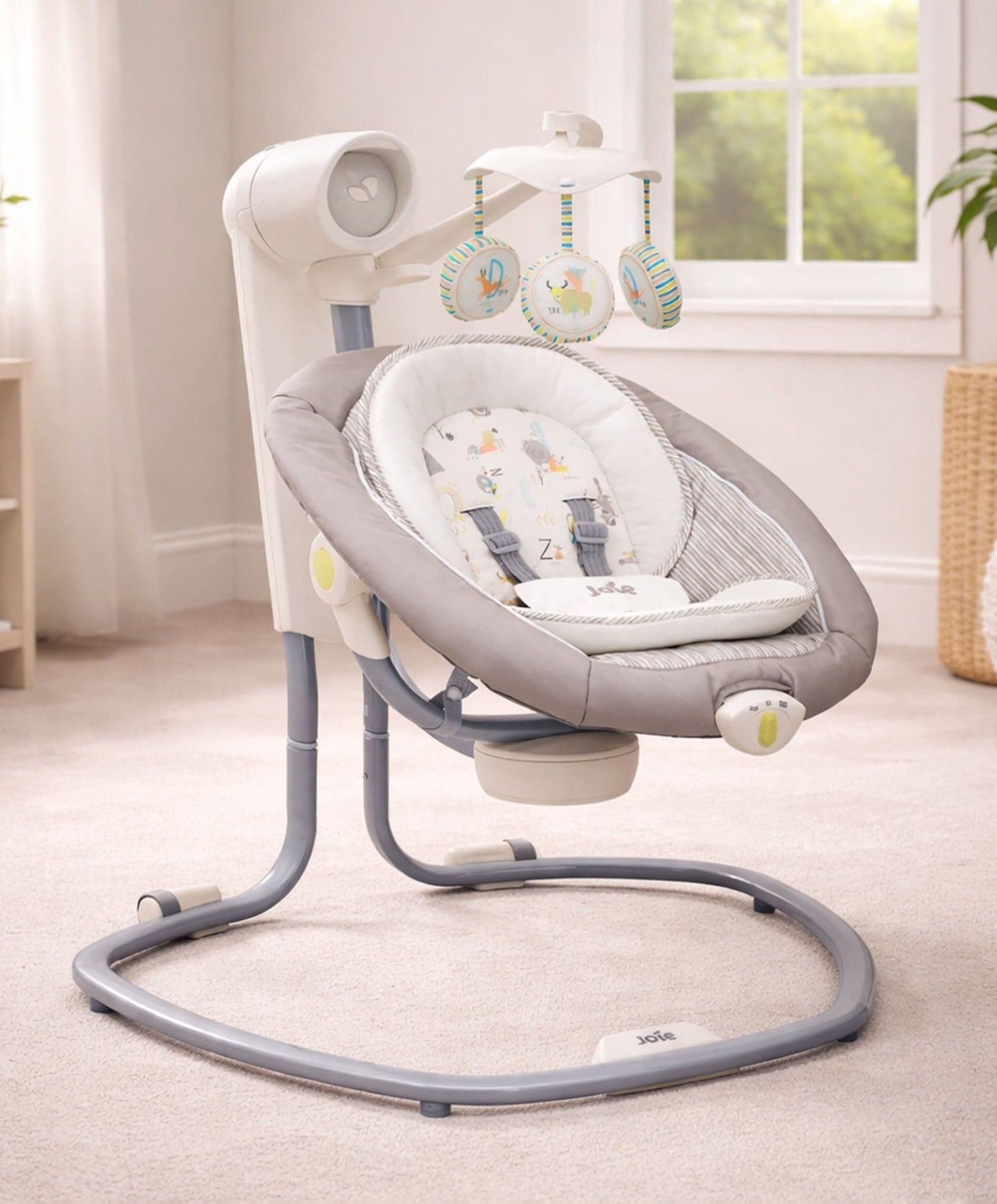 Electric Baby Swing Chair with Music & Vibration – Infant Soothing Rocker Seat (Nature Alphabet)