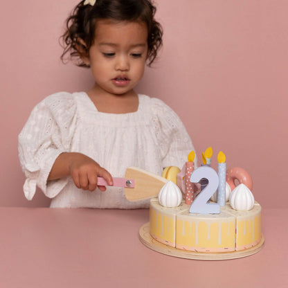 Wooden Birthday Cake - Pink