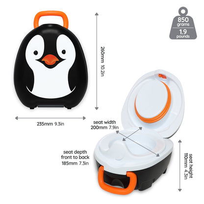 My Carry Potty - Travel Potty, Award-Winning Portable Toddler Toilet Seat for Kids to Take Everywhere (Penguin)