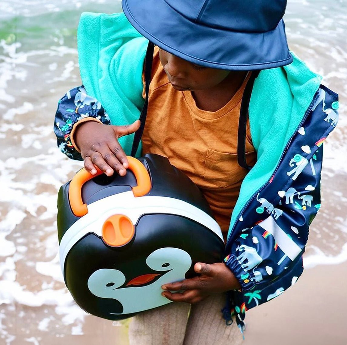 My Carry Potty - Travel Potty, Award-Winning Portable Toddler Toilet Seat for Kids to Take Everywhere (Penguin)